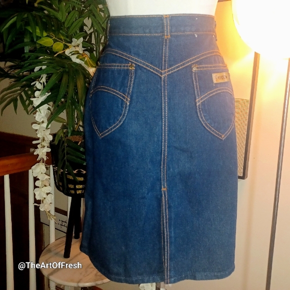 Vintage Y2K 80s Gitano Denim Skirt Jean Pockets Button Zip - Picture 5 of 10